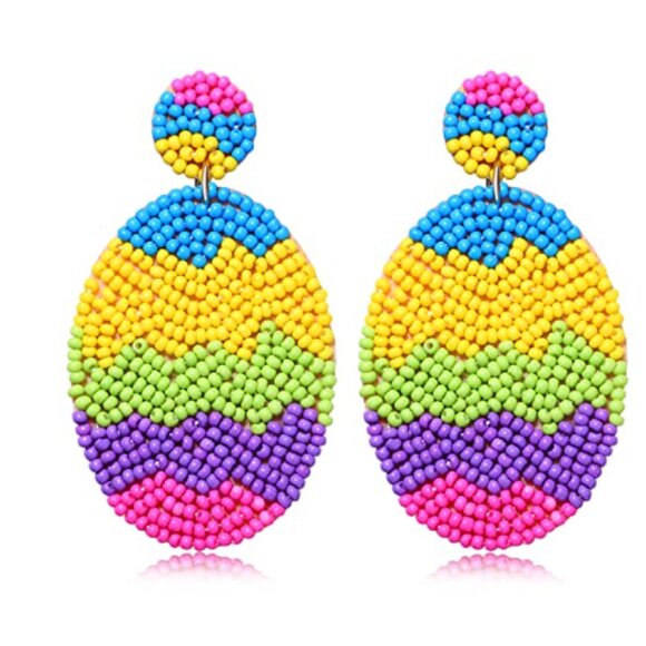 🐰 Beaded Easter Egg Earrings